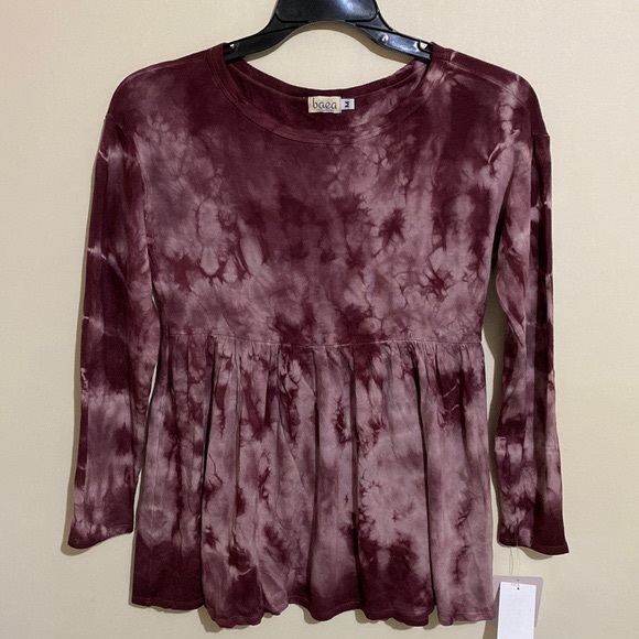 BAEA Tie Dye Coco Peplum Tunic Long Sleeve Top NWT Size M - Picture 2 of 12
